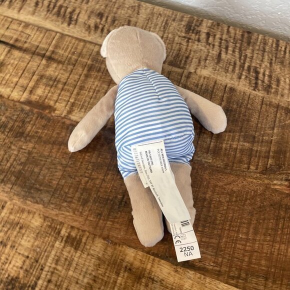 Ikea Fabler Bjorn Baby Teddy Bear Plush Stuffed Animal Blue Striped Red Heart 9" - Picture 5 of 7